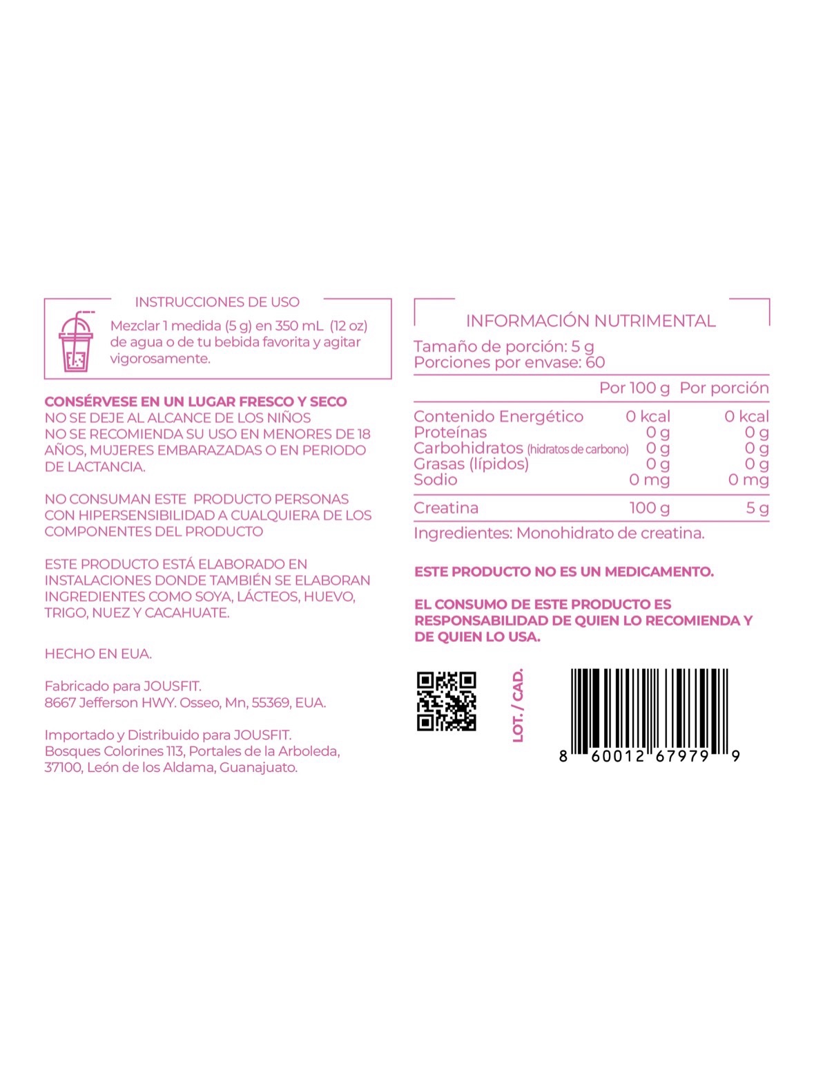 Jousfit4u creatine - Imagen 3